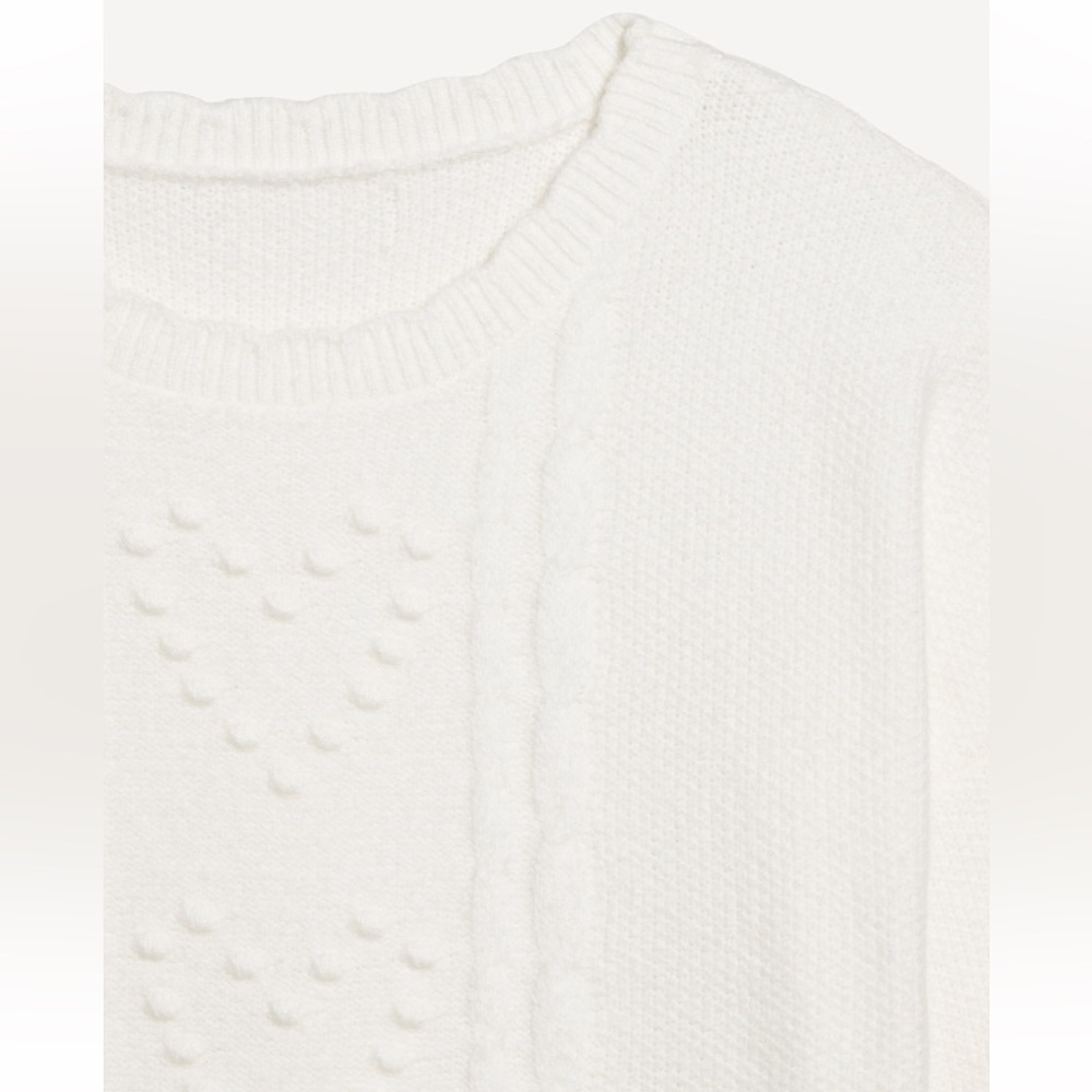 Old Navy SoSoft Bobble Heart Sweater Size S NWT Sea Salt Crew Neck Cozy - Picture 10 of 10